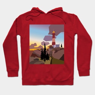 Cartoon sunset landscape in minimalism Hoodie